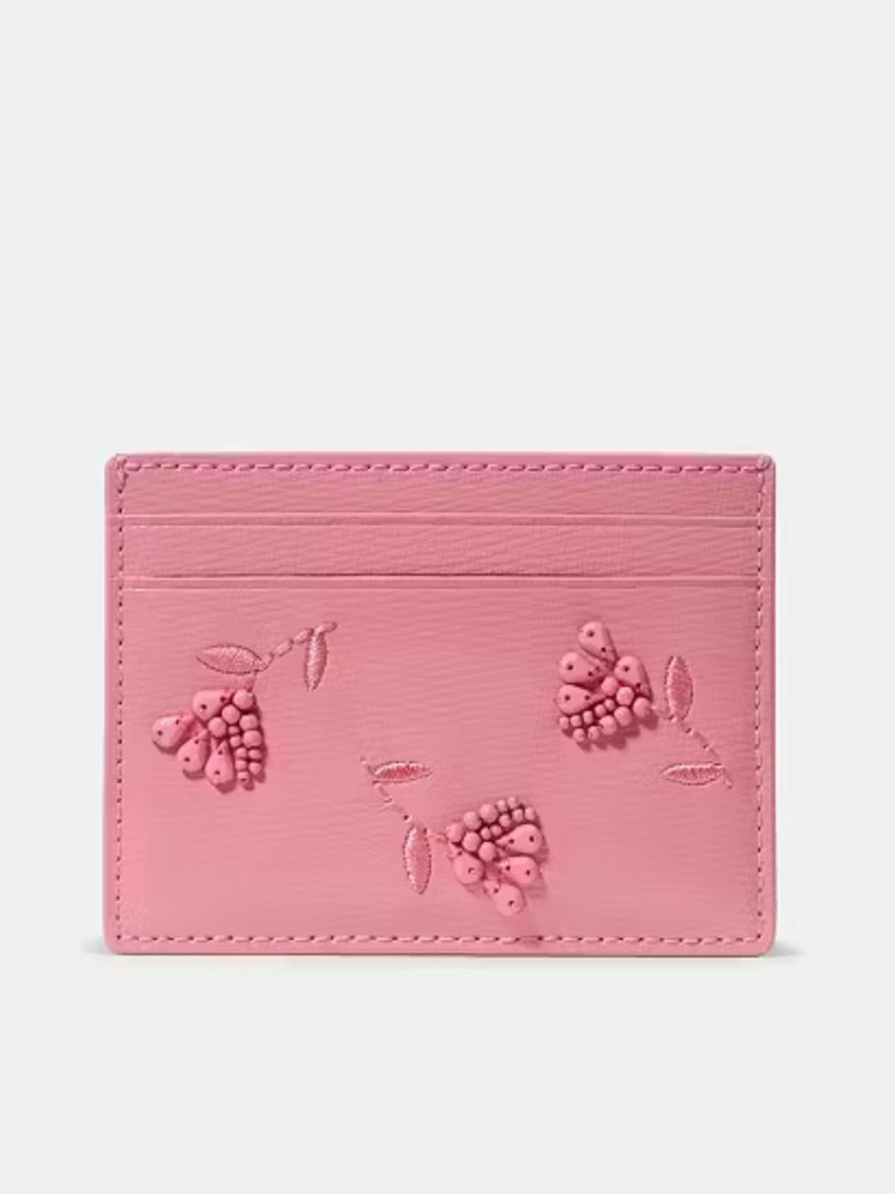 Kate Spade Floral Small Slim Card Holder - Pink Grapefruit